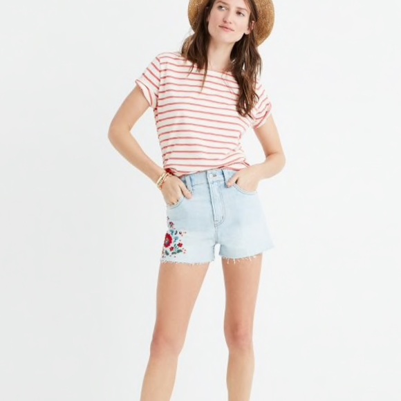 Madewell Pants - Madewell Perfect Jean Shorts: Embroidered Edition